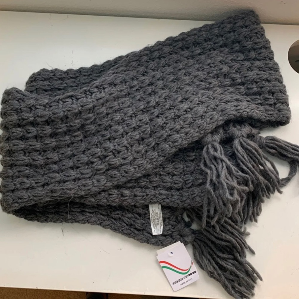 Grey knitted scarf